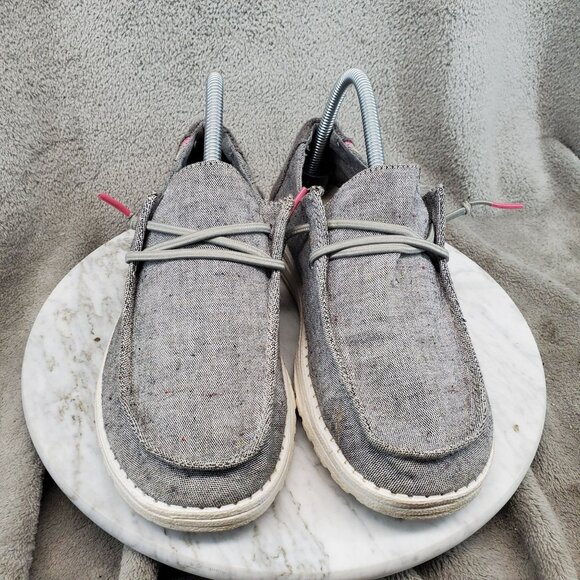 Hey Dude Shoes Womens Size 8 Gray Canvas Wendy Black Confetti Slip On Loafers - Picture 4 of 9